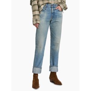 R13 Cuffed Romeo Straight-Leg Jeans Merrin Blue Size 27